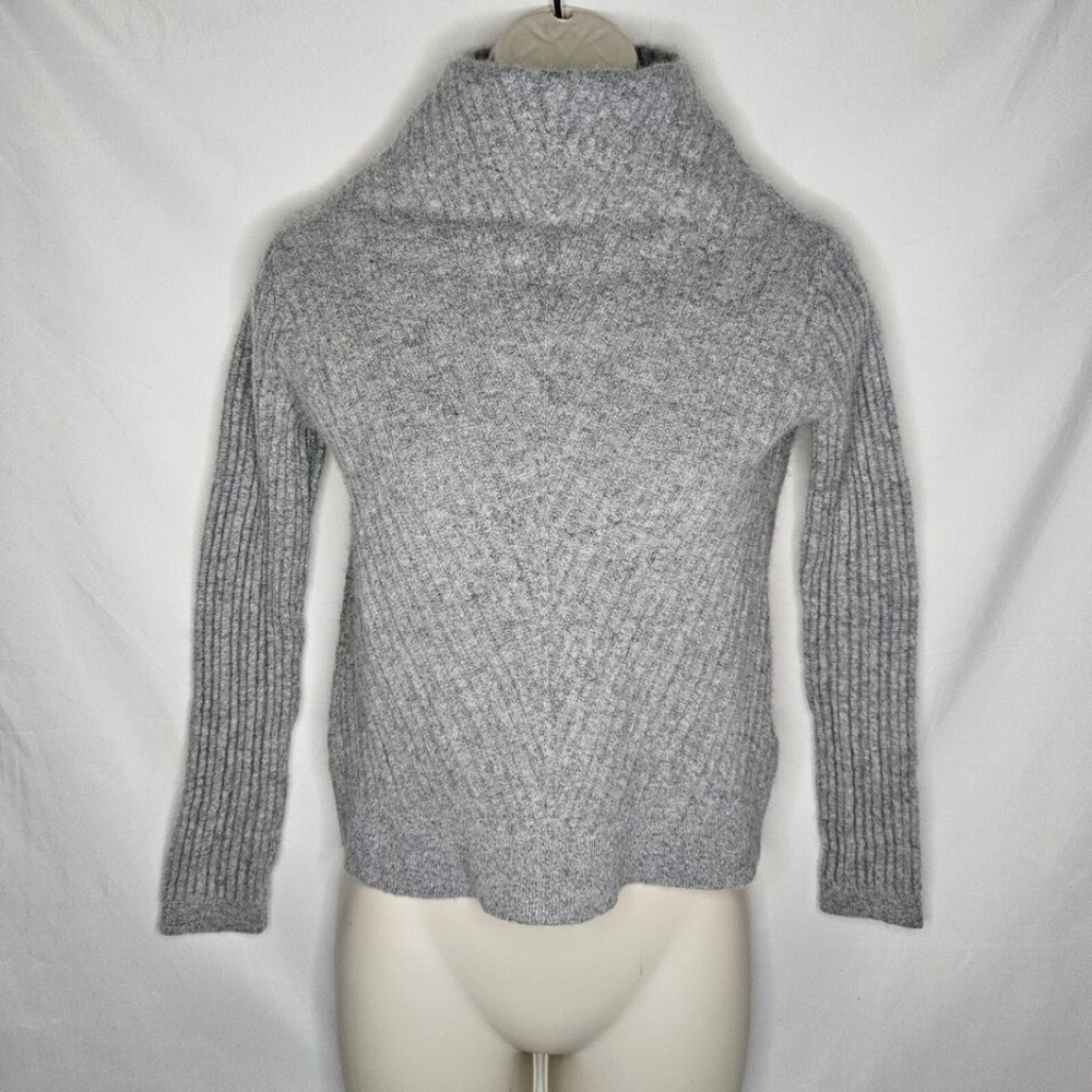 Womens Club Monaco Cashmere Gray Grey Ribbed Mock Neck Long Sleeve Sweater M